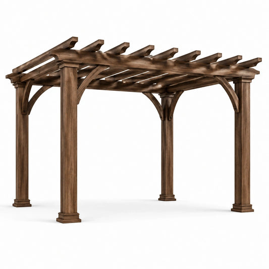 Pergola en bois marron 300 x 300 x 240 cm à lames ouvertes